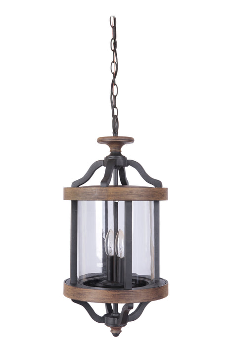 Ashwood 2 Light Outdoor Pendant in Textured Black/Whiskey Barrel