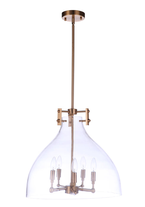 Chardonnay 5 Light Pendant in Satin Brass