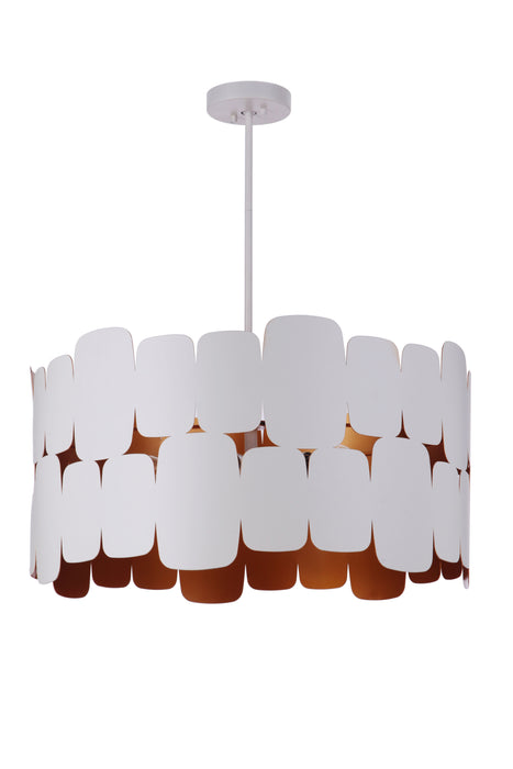 Sabrina 5 Light Pendant in Matte White/Gold Luster