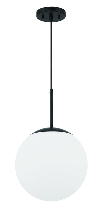 Gaze 12" 1 Light Pendant in Flat Black, White Glass