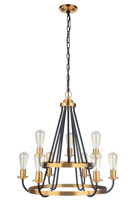 Randolph 9 Light Chandelier in Flat Black/Satin Brass