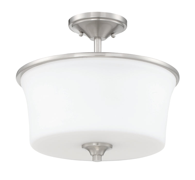 Gwyneth 2 Light Convertible Semi Flush in Brushed Polished Nickel (White Glass)