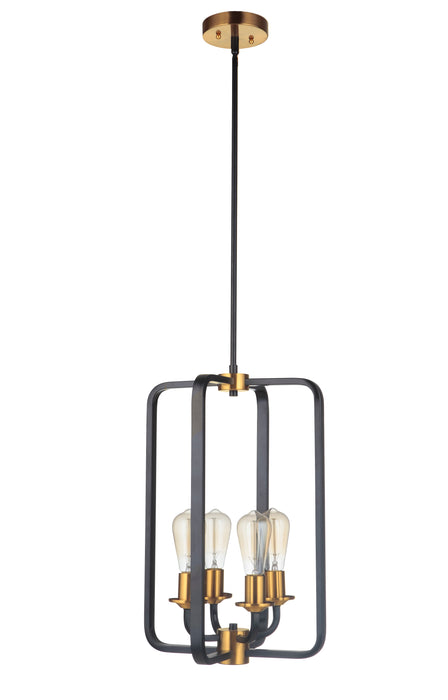 Randolph 4 Light Foyer in Flat Black/Satin Brass