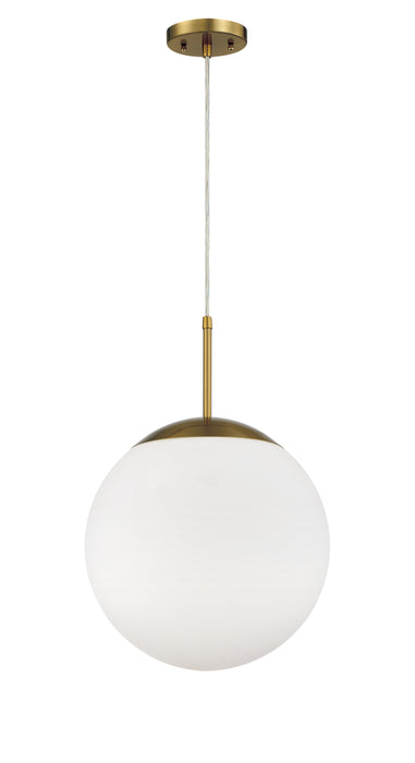 Gaze 1 Light 14" Pendant in Satin Brass (White Glass)