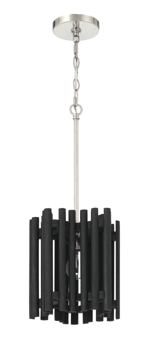 Freeform 1 Light Pendant in Polished Nickel/Black Walnut