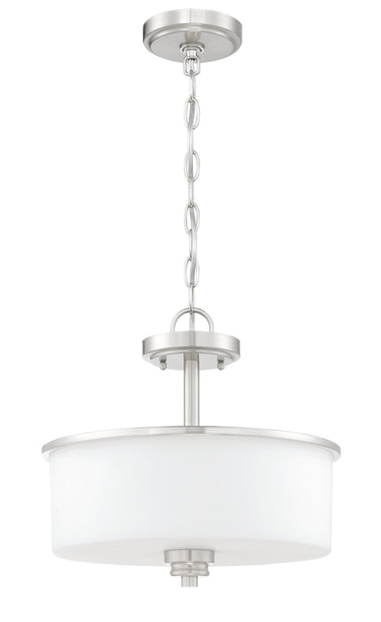 Bolden 2 Light Convertible Semi Flush in Brushed Polished Nickel (White Glass)