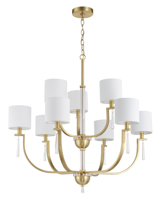 Fortuna 9 Light Chandelier in Satin Brass