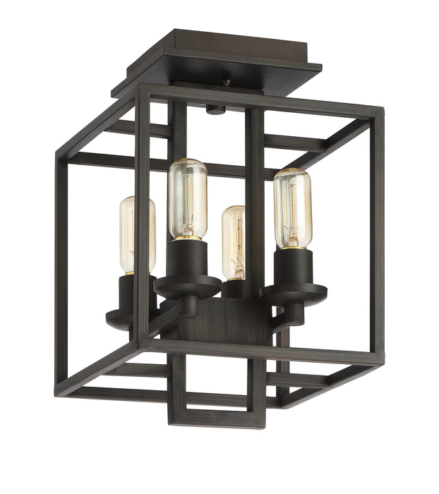 Cubic 4 Light Semi Flush in Aged Bronze Brushed