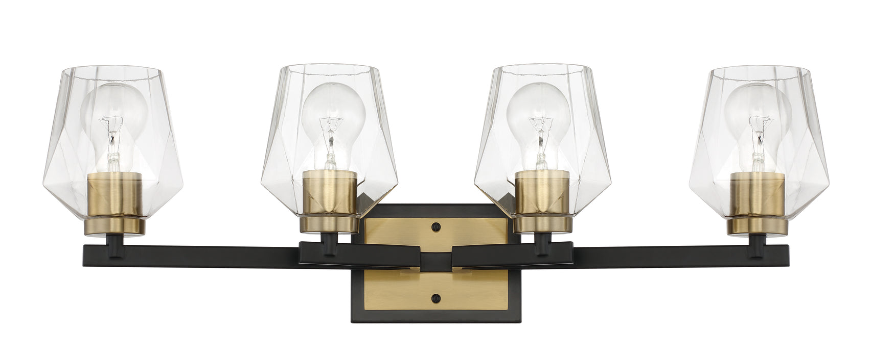 Avante Grand 4 Light Vanity in Flat Black/Satin Brass