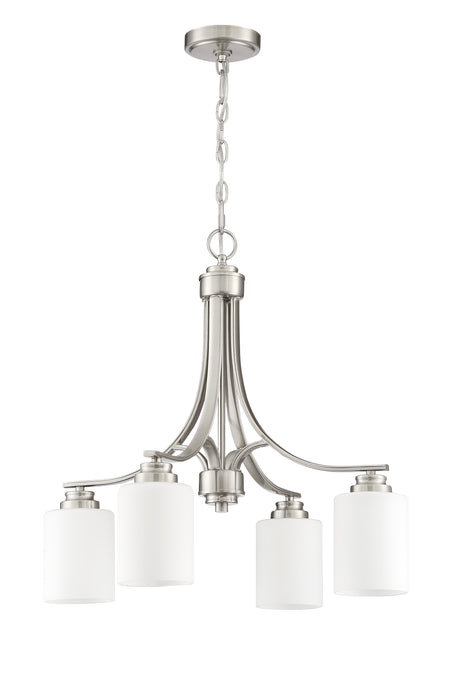 Bolden 4 Light Chandelier in Brushed Polished Nickel (White Glass)