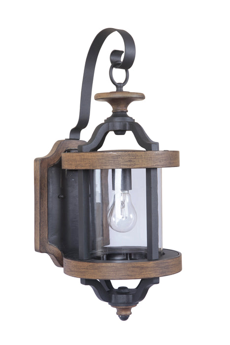 Ashwood 1 Light Medium Outdoor Wall Lantern in Textured Black/Whiskey Barrel