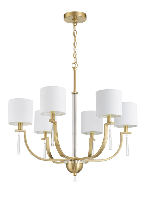 Fortuna 6 Light Chandelier in Satin Brass