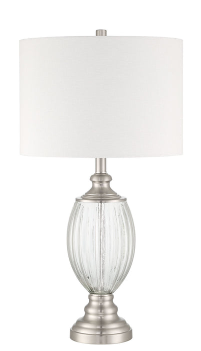 1 Light Glass/Metal Base Table lamp in Fluted Clear Glass/Brushed Polished Nickel