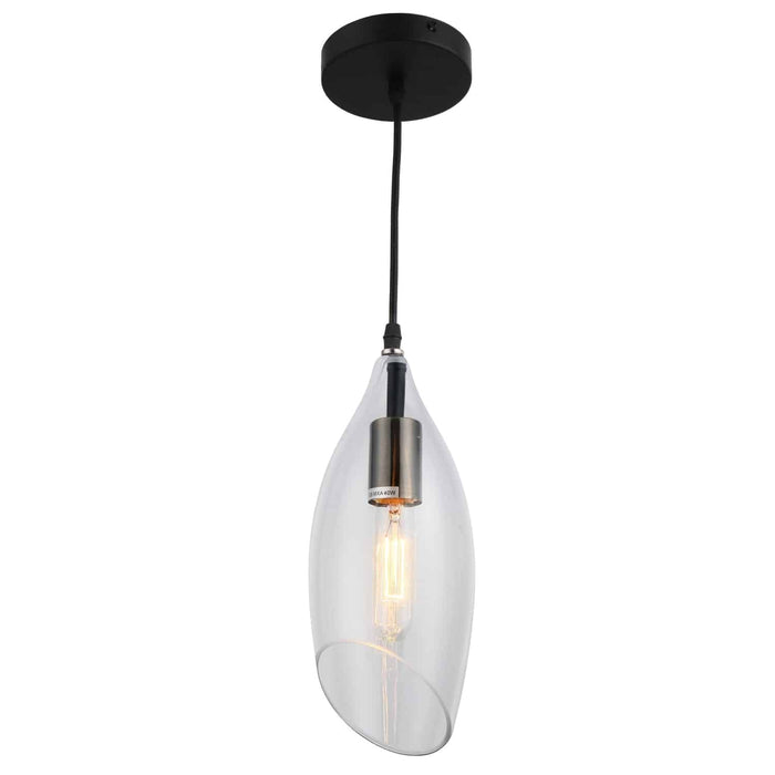 Abba 1 Light Pendant - Black Finish - Clear Glass