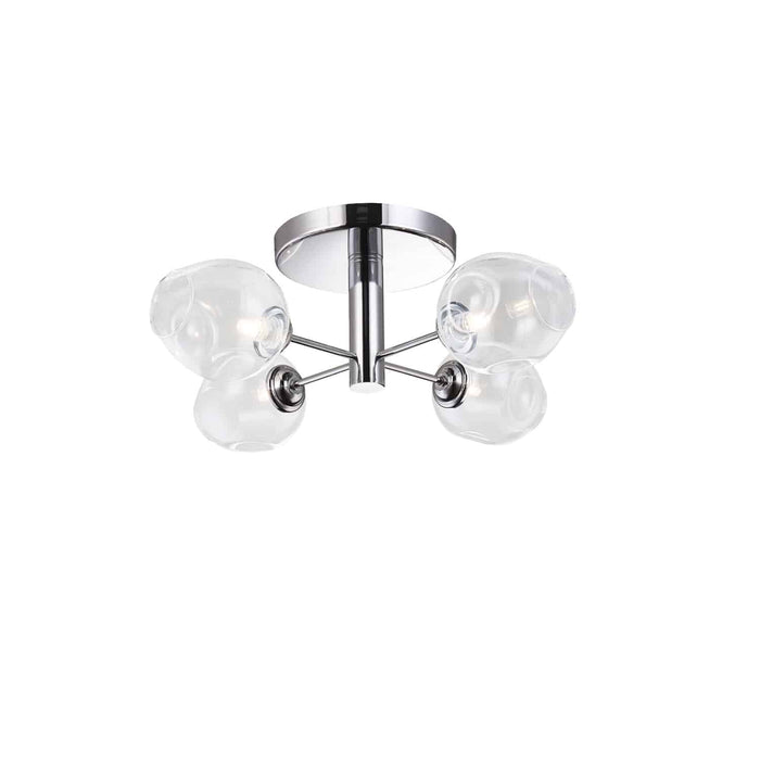 Abii 4 Light Semi-Flush Mount - Polished Chrome Finish - Clear Glass