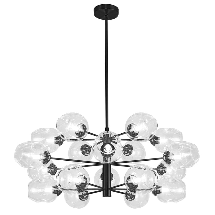 Abii 18 Light Chandelier - Matte Black Finish - Clear Glass