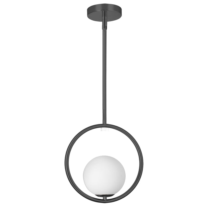 Adrienna 1 Light Pendant - Matte Black Finish - White Opal Glass