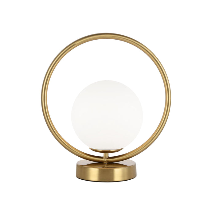 Adrienna 1 Light Table Lamp - Aged Brass Finish - White Opal Glass