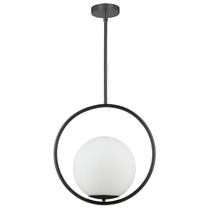 Adrienna 1 Light Pendant - Matte Black Finish - White Opal Glass