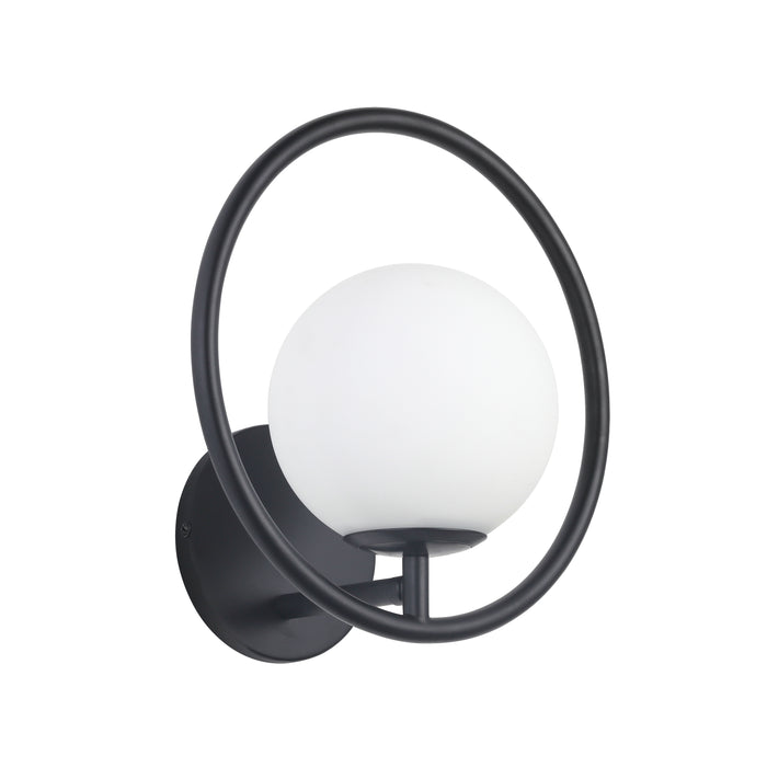 Adrienna 1 Light Wall Sconce - Matte Black Finish - White Glass