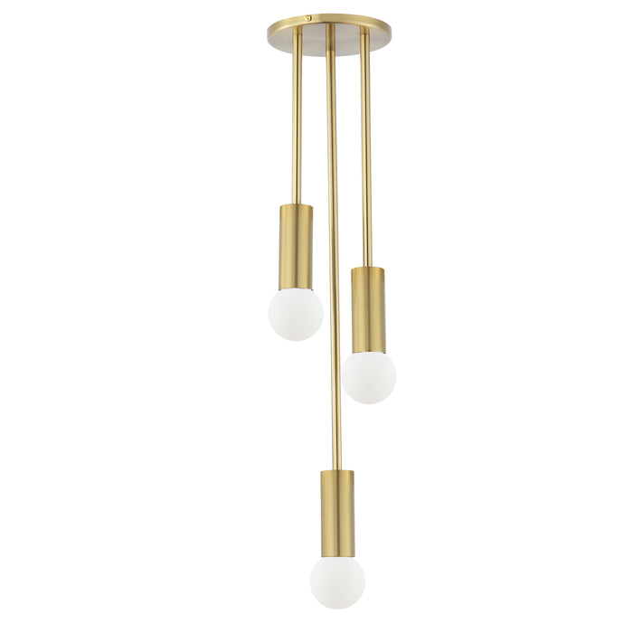 Adams 3 Light Pendant - Aged Brass