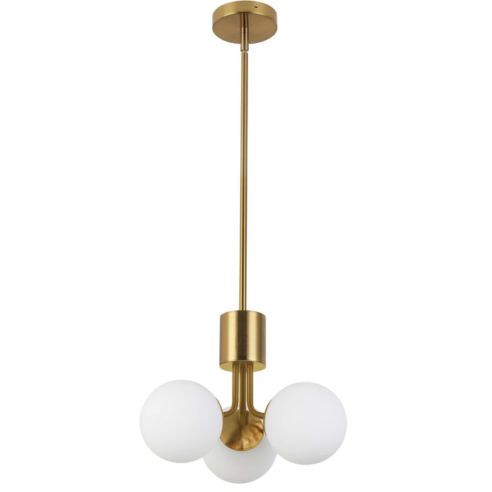 Amanda 3 Light Pendant - Aged Brass - White Opal Glass