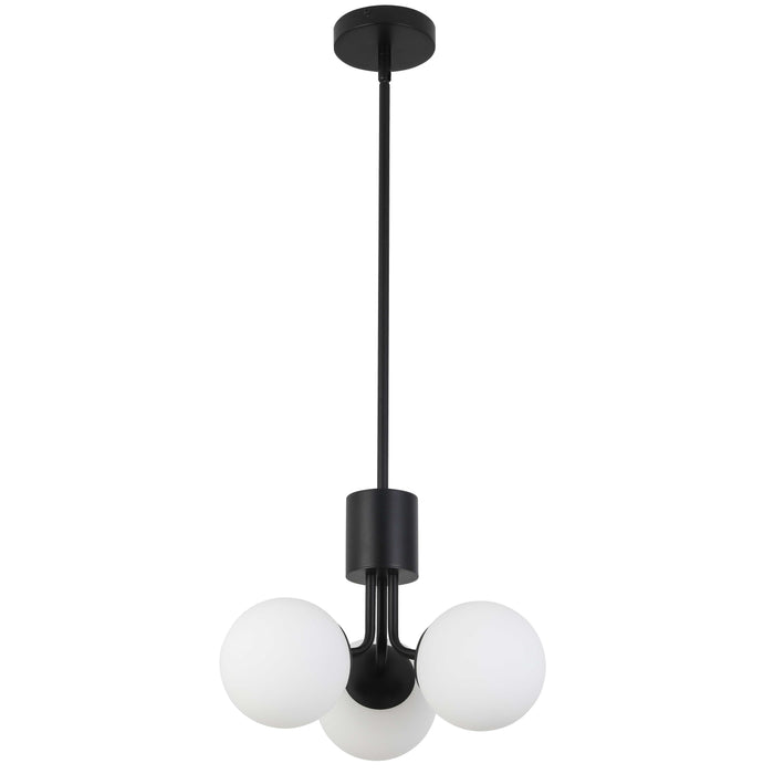 Amanda 3 Light Pendant - Matte Black - White Opal Glass