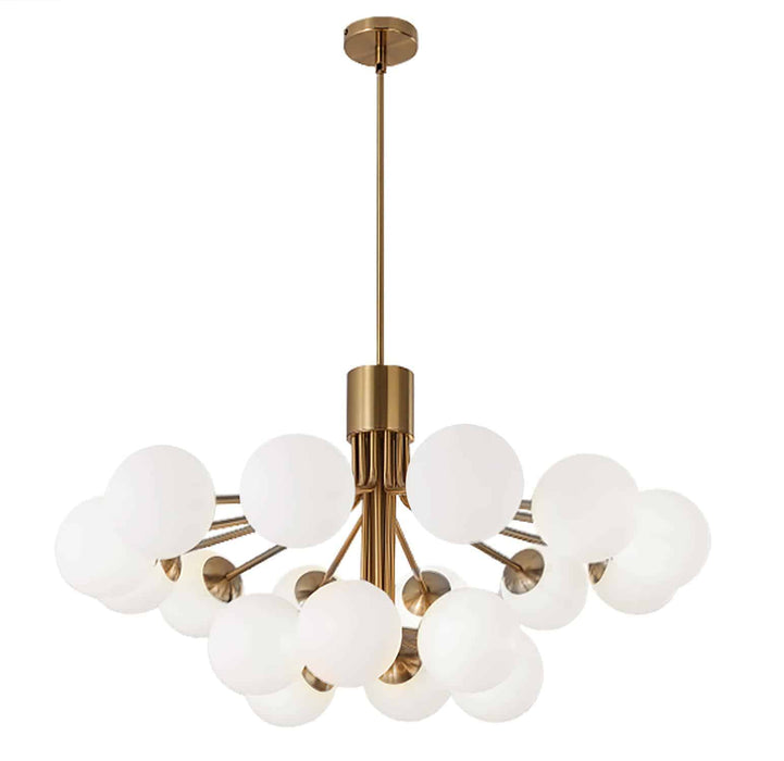 Amanda 18 Light Chandelier - Aged Brass - White Opal Glass