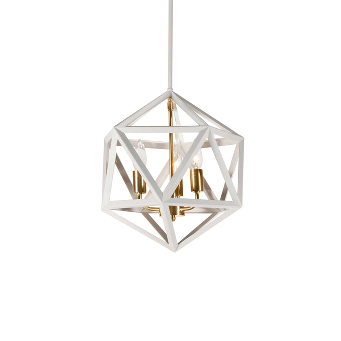 Archello 3 Light Chandelier - Matte White - Vintage Bronze Accents