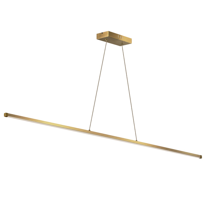 Array LED Horizontal Pendant - 30W - 48" - Aged Brass Finish - White Acrylic Diffuser