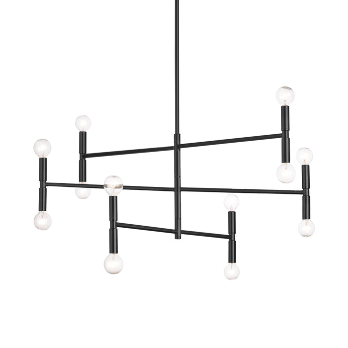 Ava 12 Light Chandelier - Medium - Matte Black