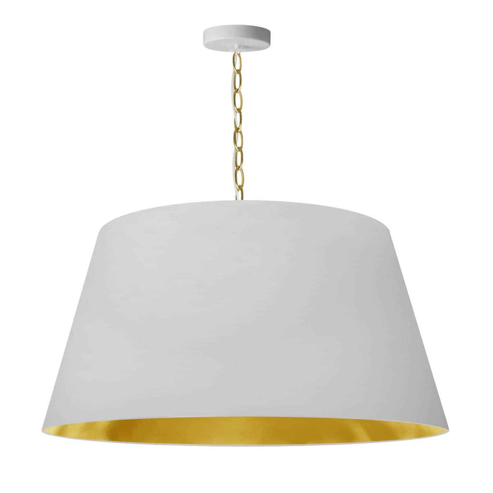 Brynn 1 Light Pendant - Large - Aged Brass Finish - White/Gold Shade