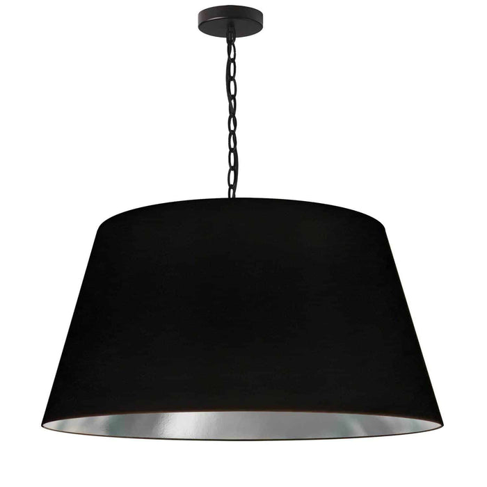 Brynn 1 Light Pendant - Large - Black Finish - Black/Silver Shade