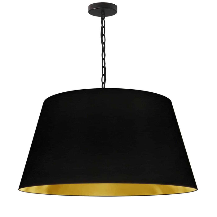 Brynn 1 Light Pendant - Large - Black Finish - Black/Gold Shade