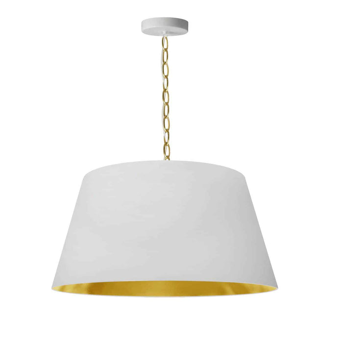 Brynn 1 Light Pendant - Medium - Aged Brass Finish - White/Gold Shade