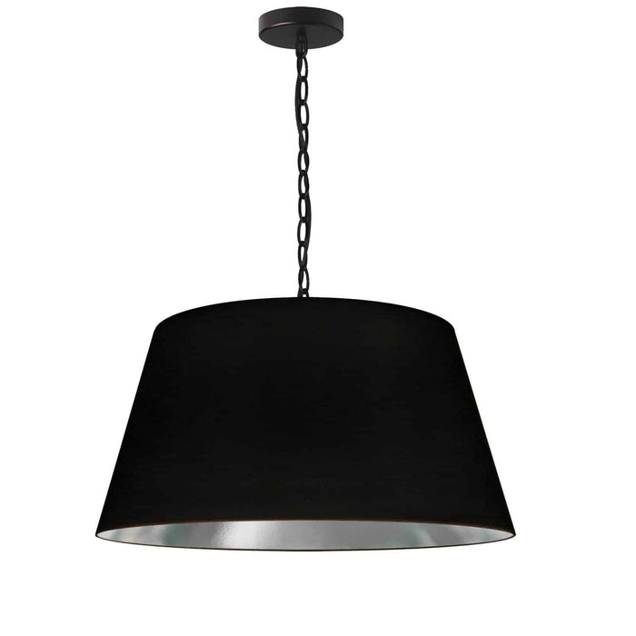 Brynn 1 Light Pendant - Medium - Black Finish - Black/Silver Shade