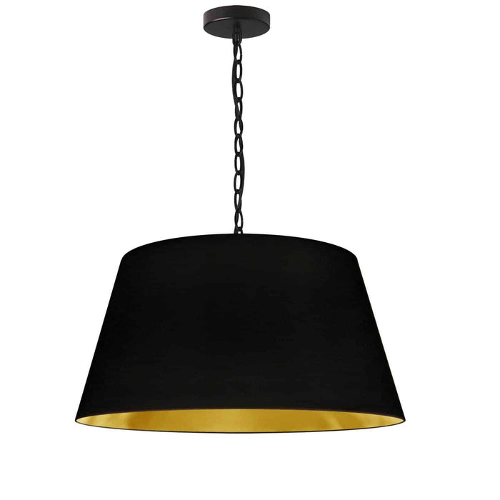 Brynn 1 Light Pendant - Medium - Black Finish - Black/Gold Shade