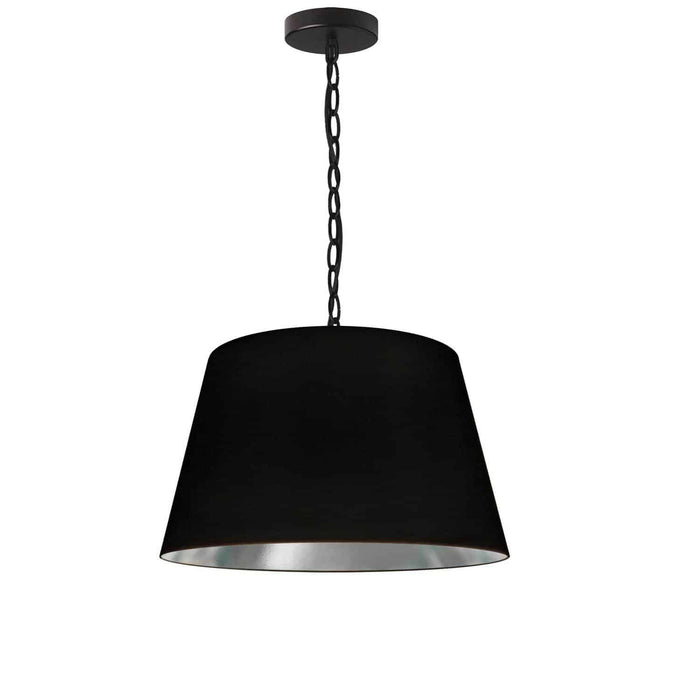 Brynn 1 Light Pendant - Small - Black Finish Black/Silver Shade