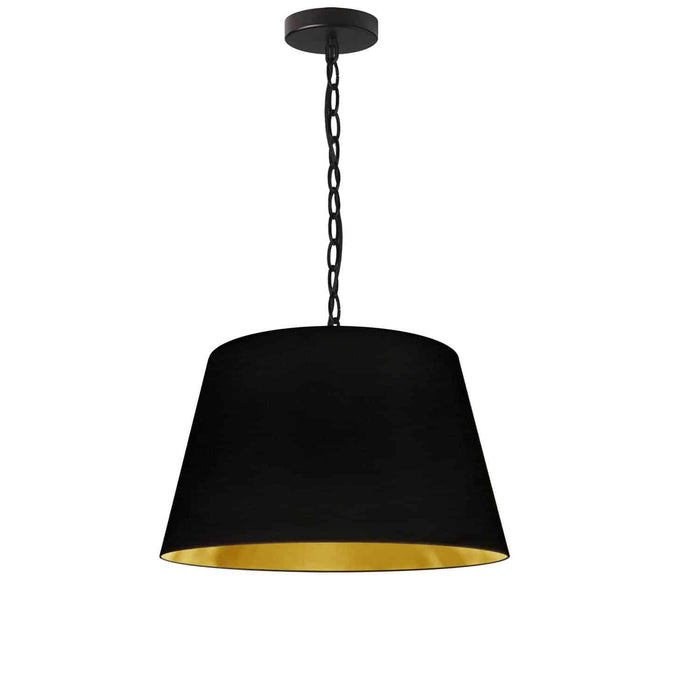 Brynn 1 Light Pendant - Small - Black Finish Black/Gold Shade