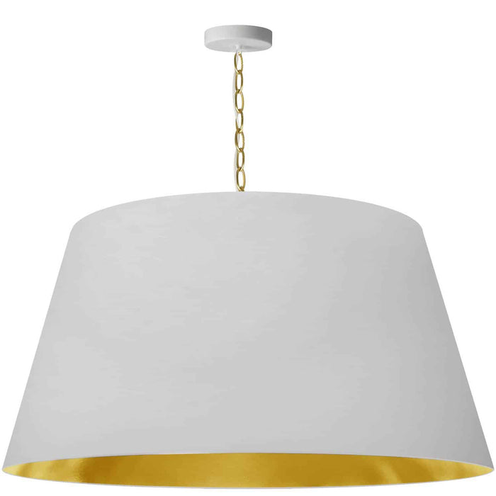 Brynn 1 Light Pendant - X-Large - Aged Brass Finish - White/Gold Shade