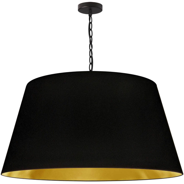 Brynn 1 Light Pendant - X-Large - Black Finish - Black/Gold Shade