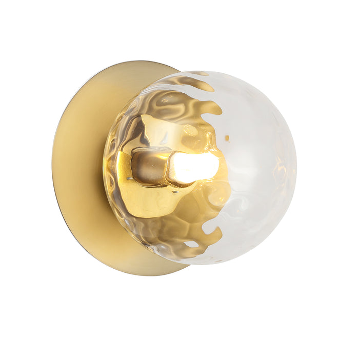 Burlat 1 Light Wall Sconce - Aged Brass - Clear Glass