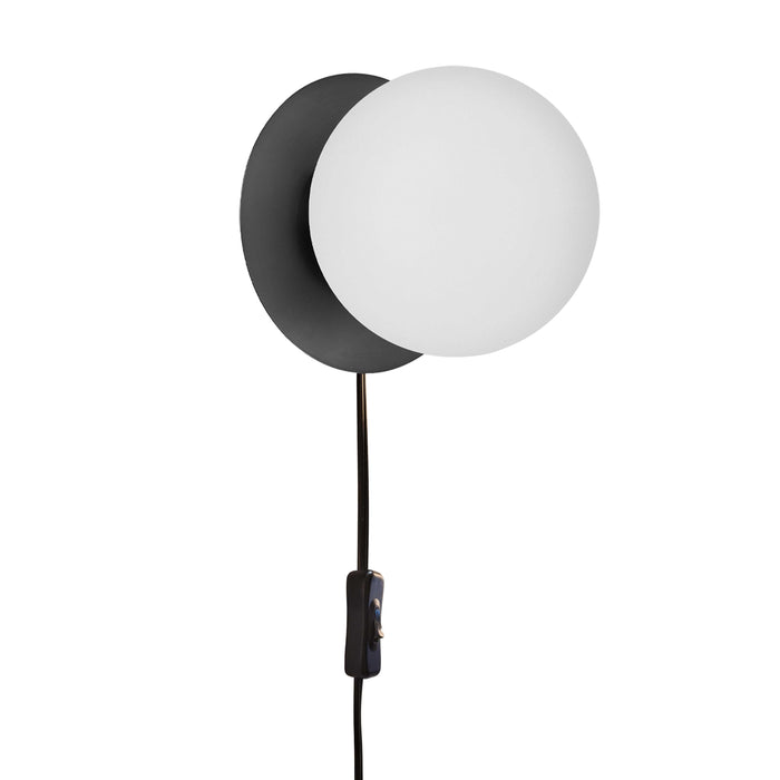 Burlat 1 Light Wall Lamp - Matte Black - White Glass