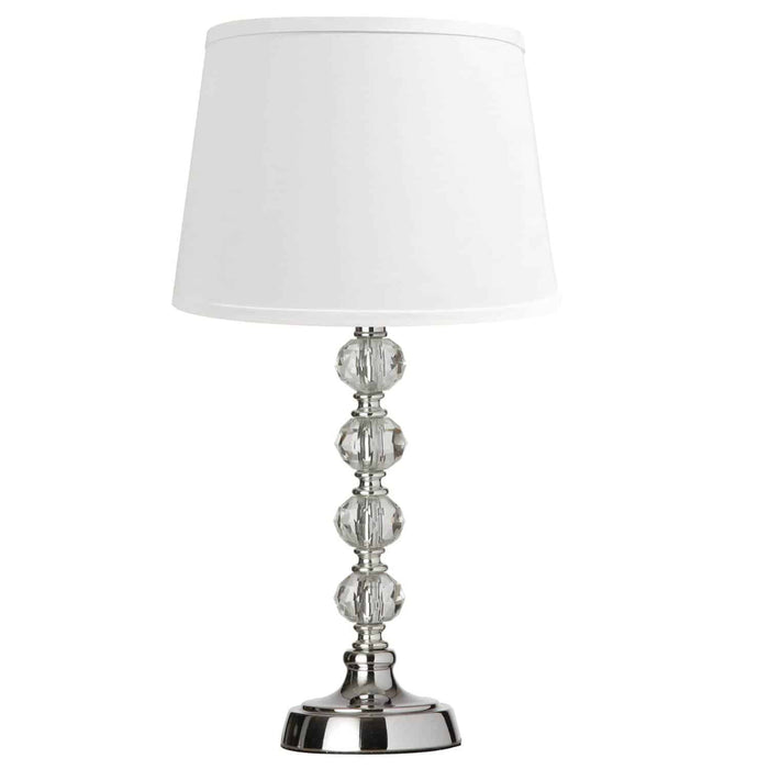 Crystal 1 Light Table Lamp - Crystal Ball - Short - Polished Chrome - White Shade