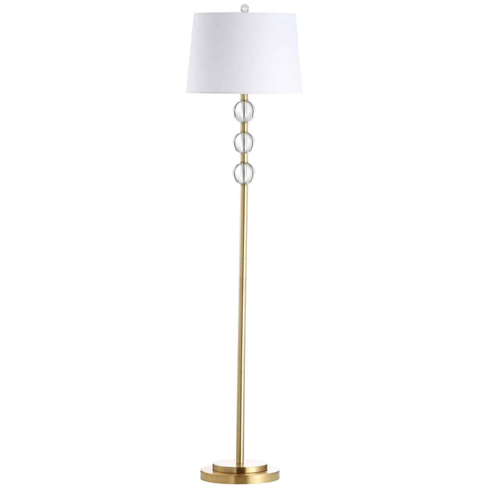 Rose 1 Light Crystal Floor Lamp - Aged Brass - White Shade