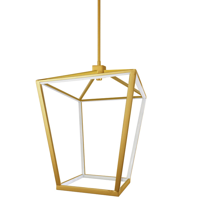 Cage LED Pendant - 46W - Aged Brass Finish - White Diffuser