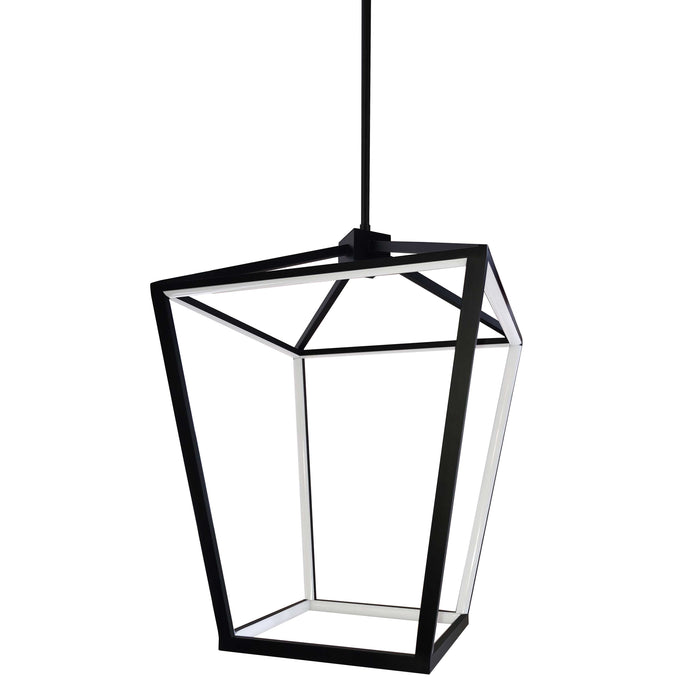 Cage LED Pendant - 46W - Matte Black Finish - White Diffuser