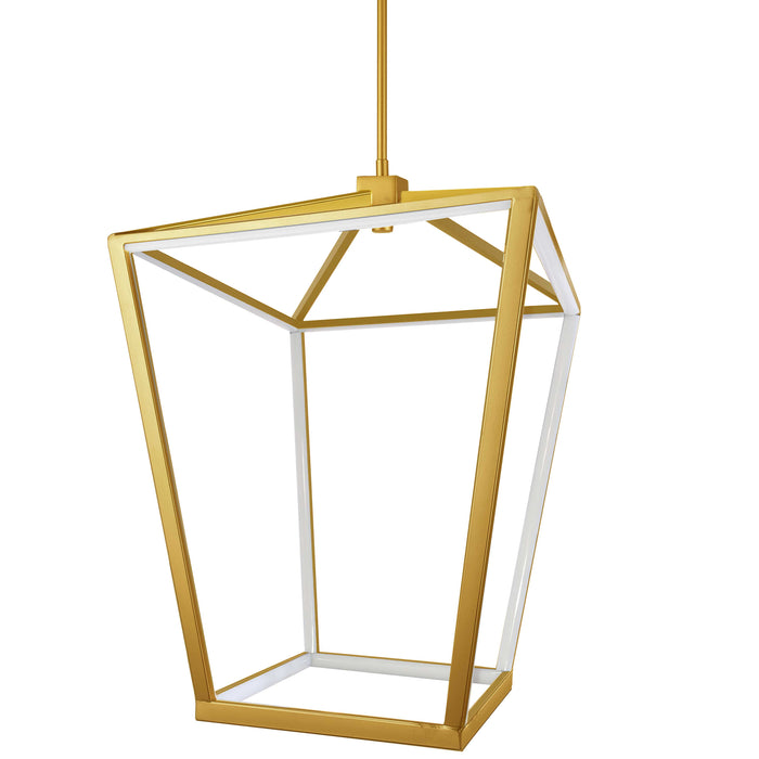 Cage LED Pendant - 64W - Aged Brass Finish - White Diffuser