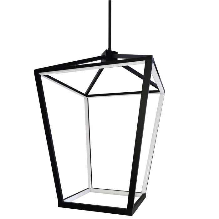 Cage LED Pendant - 64W - Matte Black Finish - White Diffuser