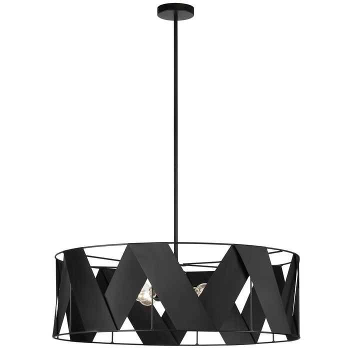 Cardano 4 Light Chandelier - Open - Matte Black - Black Ribbon